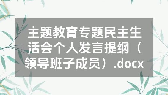 主题教育专题民主生活会个人发言提纲（领导班子成员）.docx