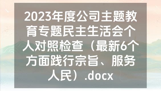 2023年度公司主题教育专题民主生活会个人对照检查（最新6个方面践行宗旨、服务人民）.docx