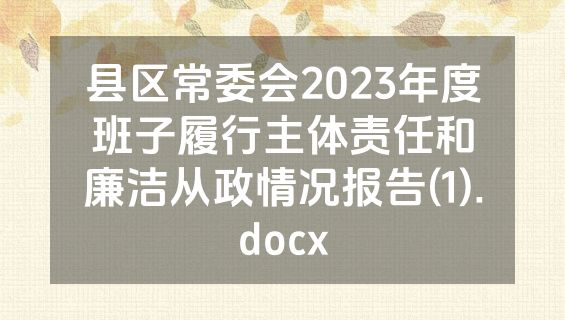 县区常委会2023年度班子履行主体责任和廉洁从政情况报告(1).docx