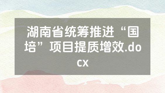 湖南省统筹推进“国培”项目提质增效.docx
