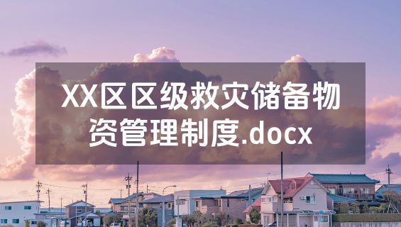 XX区区级救灾储备物资管理制度.docx