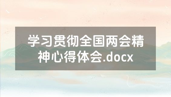 学习贯彻全国两会精神心得体会.docx