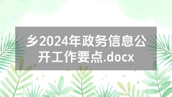 乡2024年政务信息公开工作要点.docx