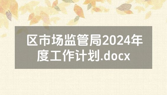 区市场监管局2024年度工作计划.docx
