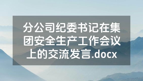 分公司纪委书记在集团安全生产工作会议上的交流发言.docx