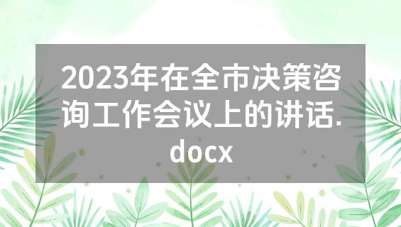 2023年在全市决策咨询工作会议上的讲话.docx