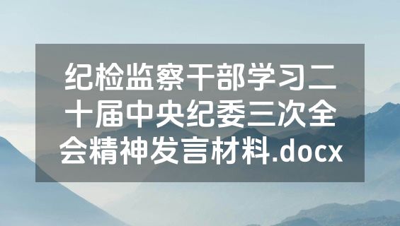 纪检监察干部学习二十届中央纪委三次全会精神发言材料.docx