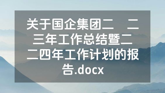 关于国企集团二〇二三年工作总结暨二〇二四年工作计划的报告.docx