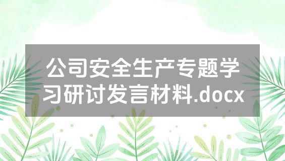 公司安全生产专题学习研讨发言材料.docx
