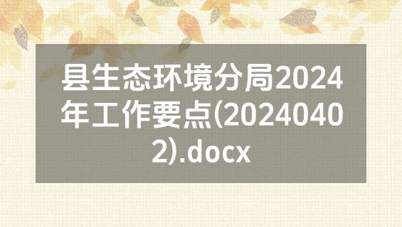县生态环境分局2024年工作要点(20240402).docx