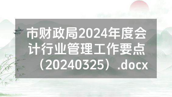 市财政局2024年度会计行业管理工作要点（20240325）.docx