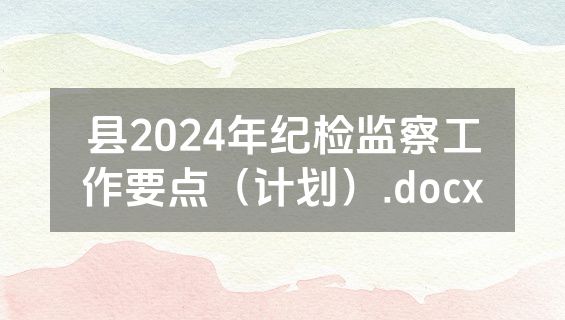 县2024年纪检监察工作要点（计划）.docx