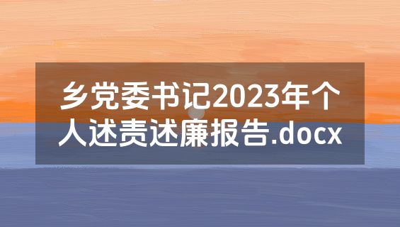 乡党委书记2023年个人述责述廉报告.docx