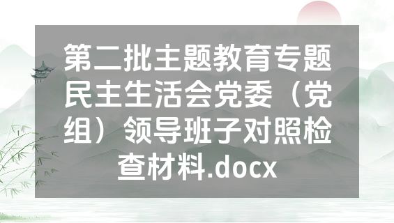 第二批主题教育专题民主生活会党委（党组）领导班子对照检查材料.docx
