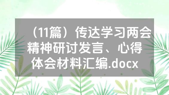 （11篇）传达学习两会精神研讨发言、心得体会材料汇编.docx