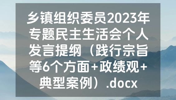乡镇组织委员2023年专题民主生活会个人发言提纲（践行宗旨等6个方面+政绩观+典型案例）.docx