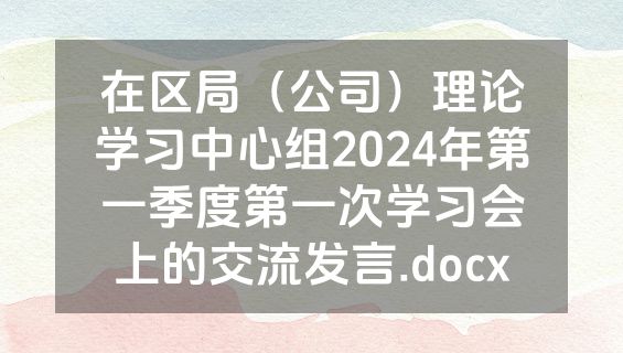 在区局（公司）理论学习中心组2024年第一季度第一次学习会上的交流发言.docx