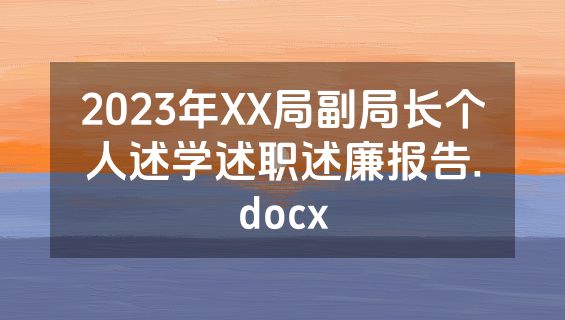 2023年XX局副局长个人述学述职述廉报告.docx