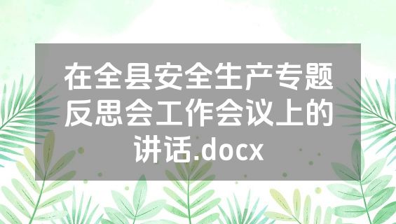 在全县安全生产专题反思会工作会议上的讲话.docx