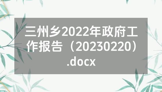 三州乡2022年政府工作报告（20230220）.docx