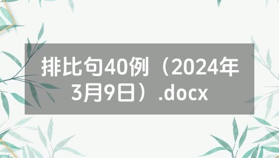排比句40例（2024年3月9日）.docx