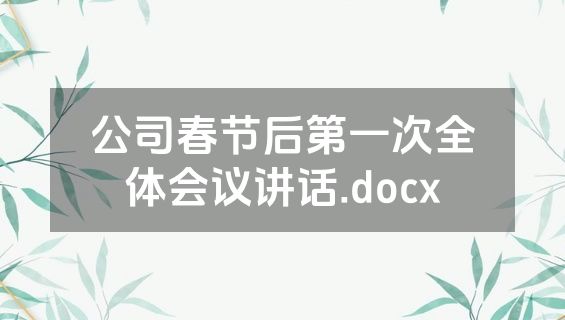 公司春节后第一次全体会议讲话.docx