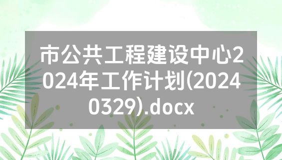 市公共工程建设中心2024年工作计划(20240329).docx