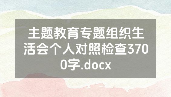 主题教育专题组织生活会个人对照检查3700字.docx