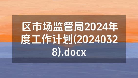 区市场监管局2024年度工作计划(20240328).docx
