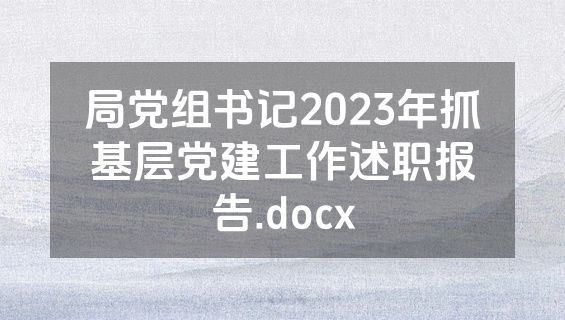 局党组书记2023年抓基层党建工作述职报告.docx