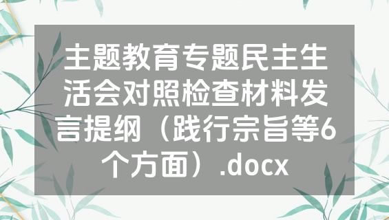 主题教育专题民主生活会对照检查材料发言提纲（践行宗旨等6个方面）.docx