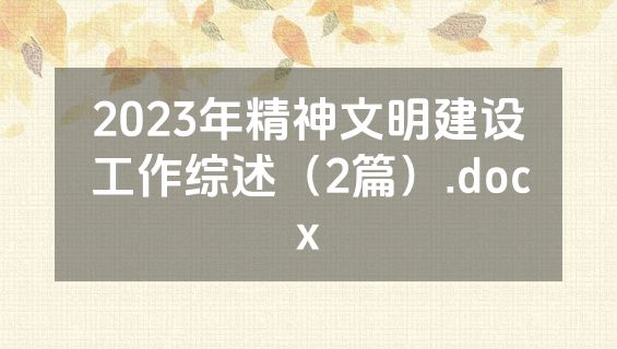 2023年精神文明建设工作综述（2篇）.docx