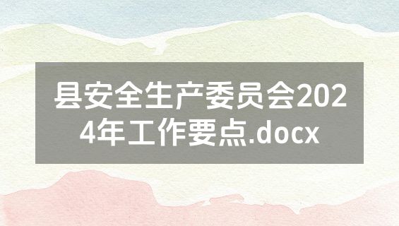 县安全生产委员会2024年工作要点.docx