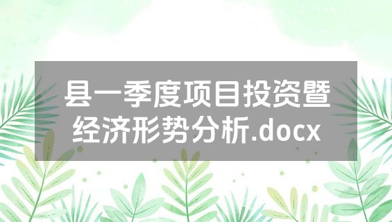 县一季度项目投资暨经济形势分析.docx
