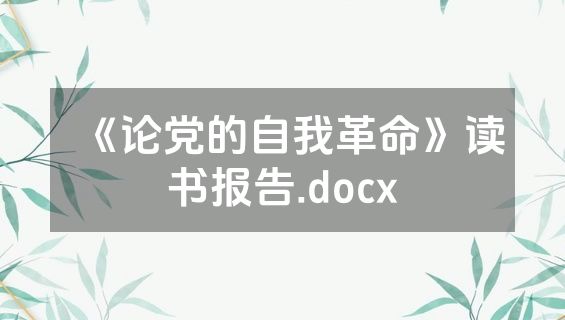 《论党的自我革命》读书报告.docx