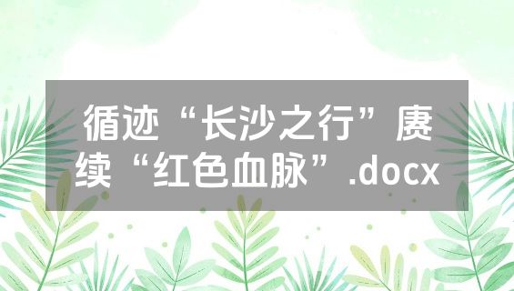 循迹“长沙之行”赓续“红色血脉”.docx