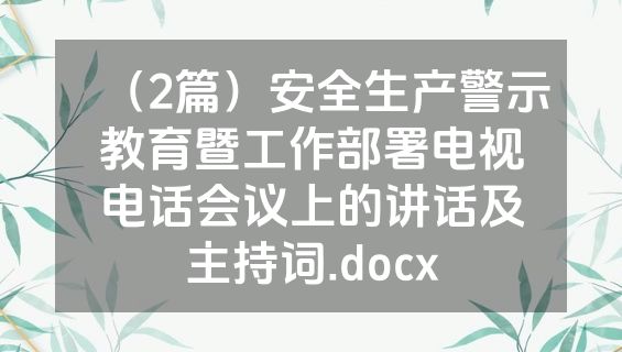 （2篇）安全生产警示教育暨工作部署电视电话会议上的讲话及主持词.docx