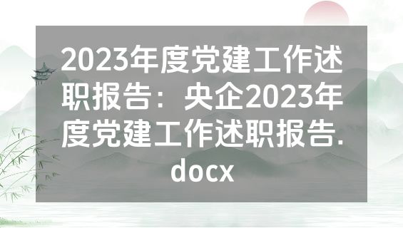 2023年度党建工作述职报告：央企2023年度党建工作述职报告.docx
