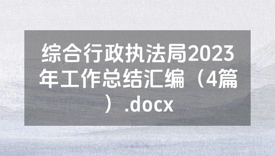综合行政执法局2023年工作总结汇编（4篇）.docx