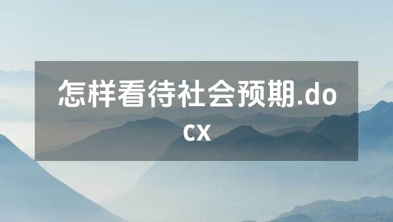 怎样看待社会预期.docx