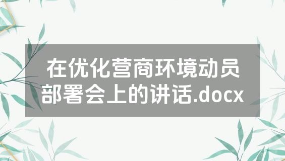 在优化营商环境动员部署会上的讲话.docx
