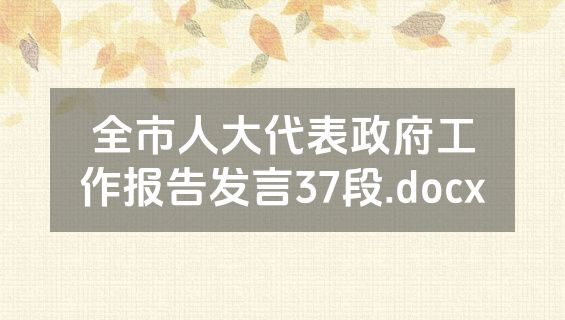 全市人大代表政府工作报告发言37段.docx
