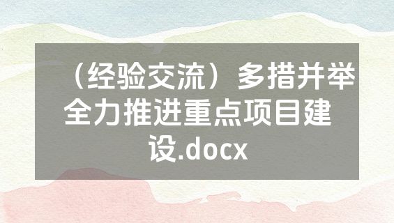 （经验交流）多措并举全力推进重点项目建设.docx