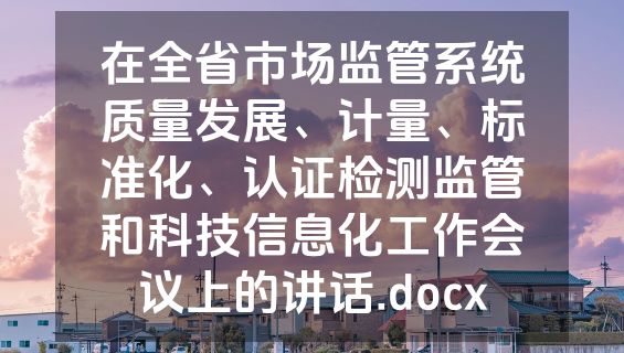 在全省市场监管系统质量发展、计量、标准化、认证检测监管和科技信息化工作会议上的讲话.docx