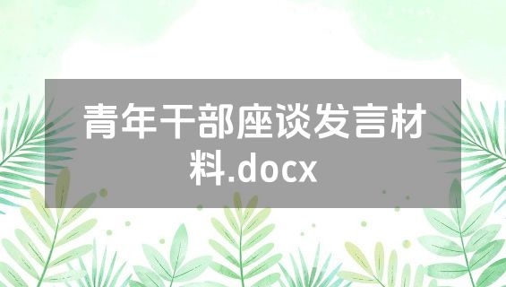 青年干部座谈发言材料.docx