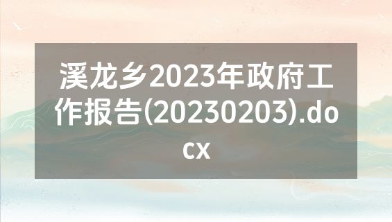 溪龙乡2023年政府工作报告(20230203).docx