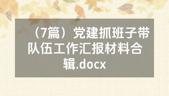 （7篇）党建抓班子带队伍工作汇报材料合辑.docx