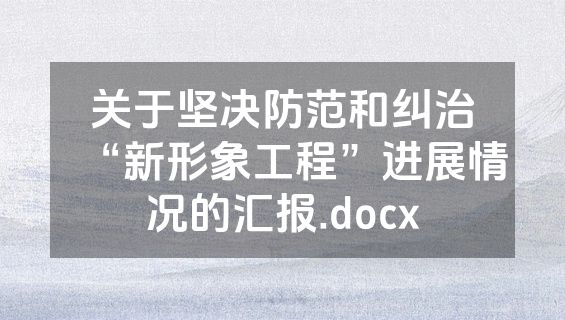 关于坚决防范和纠治“新形象工程”进展情况的汇报.docx