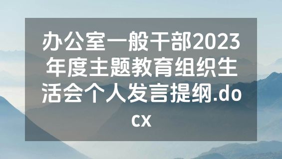 办公室一般干部2023年度主题教育组织生活会个人发言提纲.docx
