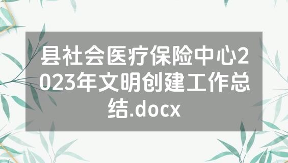 县社会医疗保险中心2023年文明创建工作总结.docx